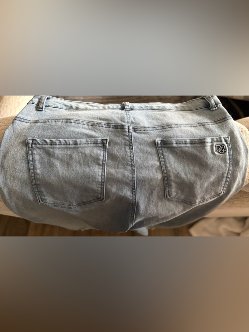 Women’s DG 2 faded Denim Jeans  with embroidery & fringed hem- 16WT - Picture 6 of 6